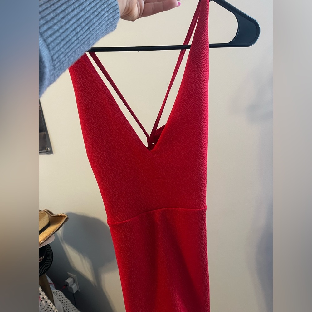 Red v neck dress